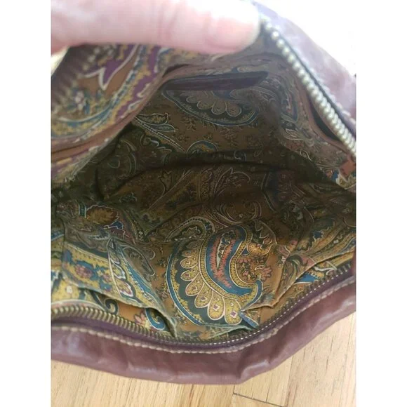 Fossil Cognac Brown Crossbody Purse Leather Vintage 90s  Medium  Boho Festival - Picture 8 of 9